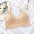 Reggiseno morbido a costine con scollo a V e spalline sottili, colore beige