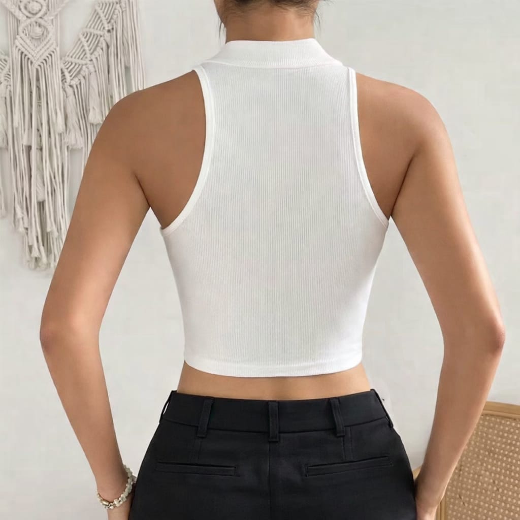 Retro: Top canotta donna short slim – vista posteriore | My One Only Shop