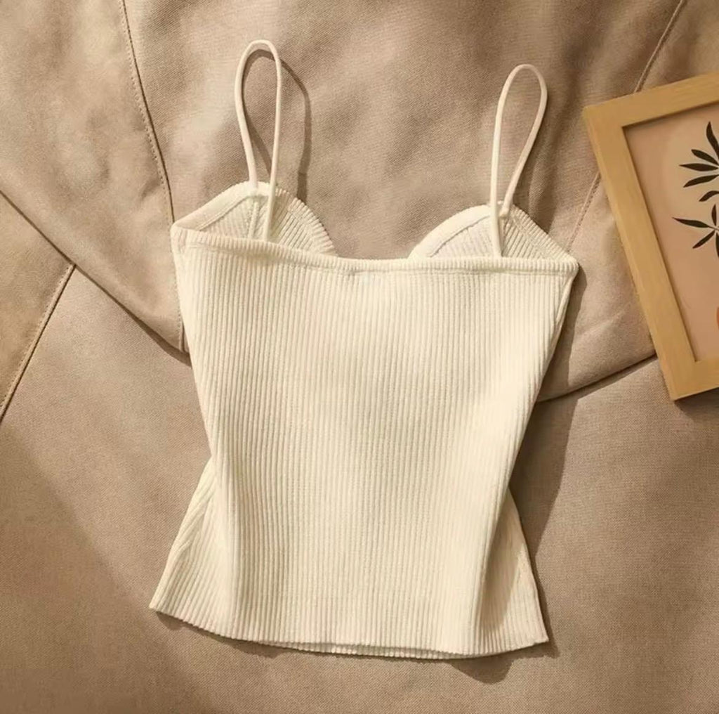 Top Corsetto in Maglia Costina – Bianco