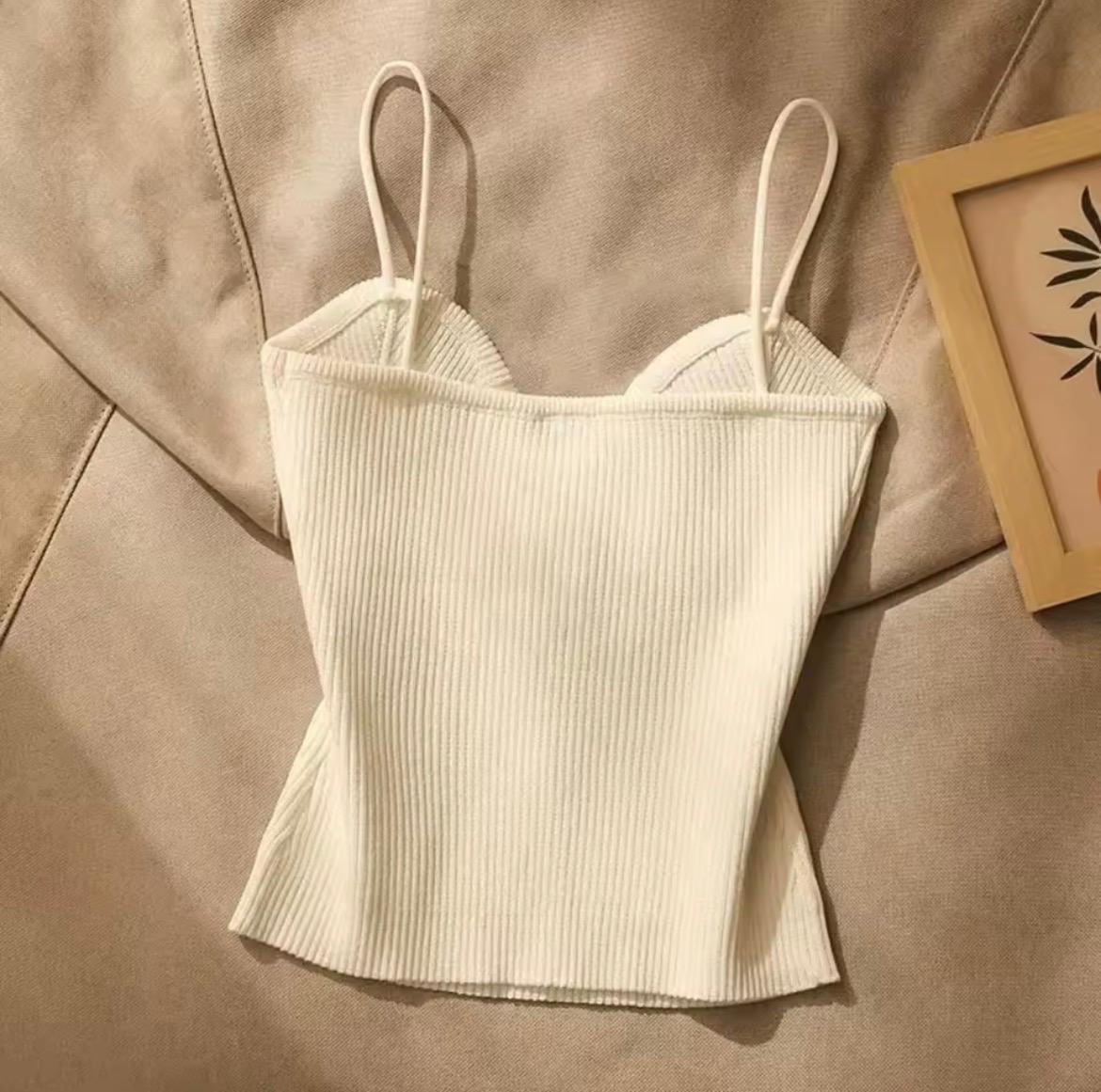 Top Corsetto in Maglia Costina – Bianco
