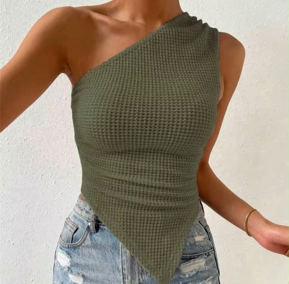 Top_Monospalla_Waffle_verde_My_One_Only_Shop