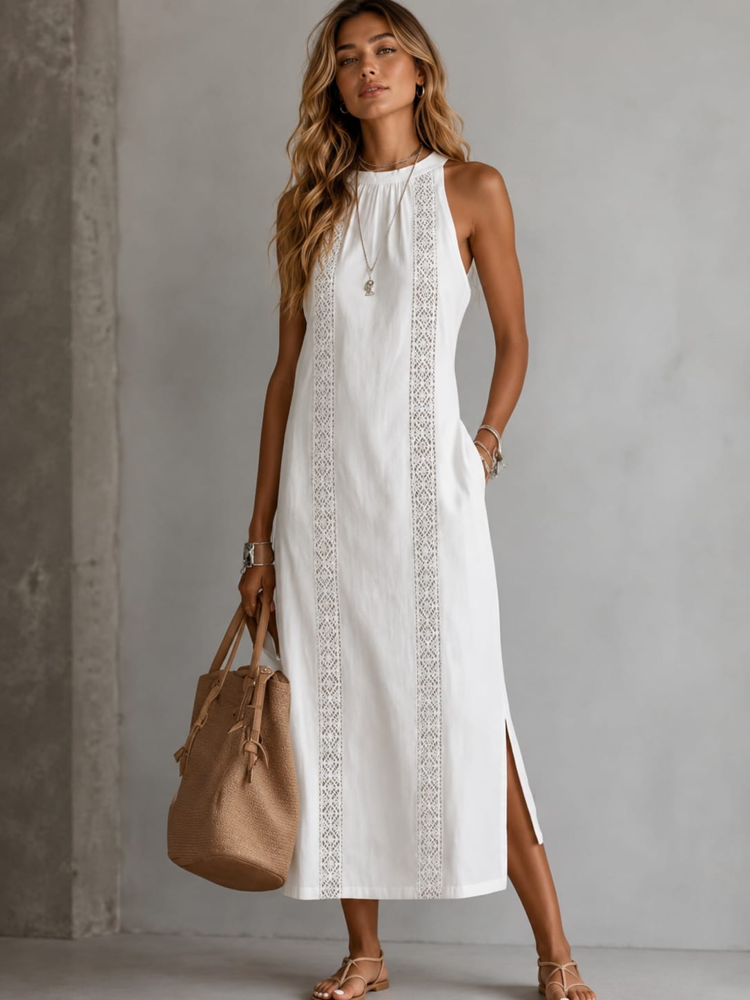 Vestito Maxi con Pizzo Bianco – Abito Estivo Donna | My One Only Shop